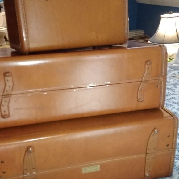 1940s-50s Samponsite hard case brown 3 piece set - Picture 3 of 6